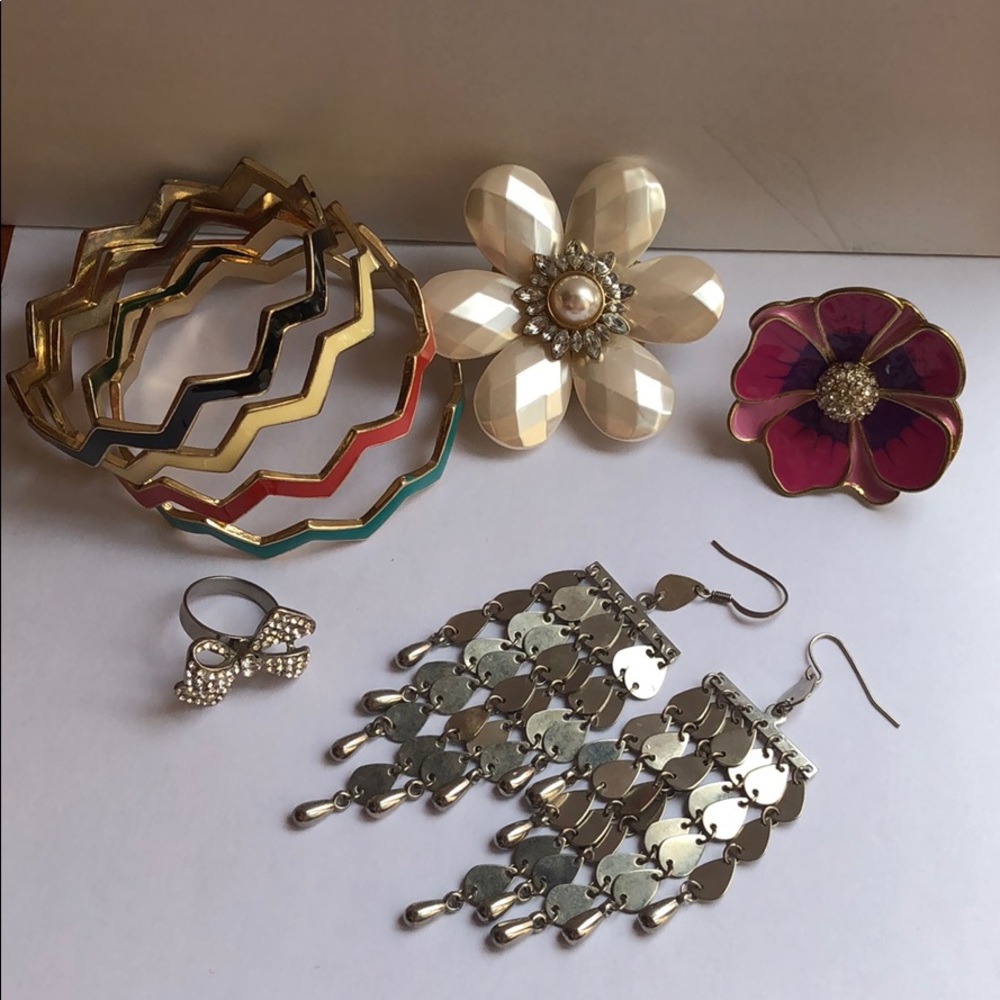 Jewelry Lot Flowers Bangles Chevron Earrings